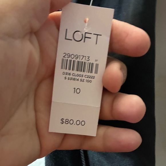 🆕LOFT Black Sheath Ruched Flounce Crew Neck Short Sleeve Mini Dress 10🆕 - Picture 14 of 14